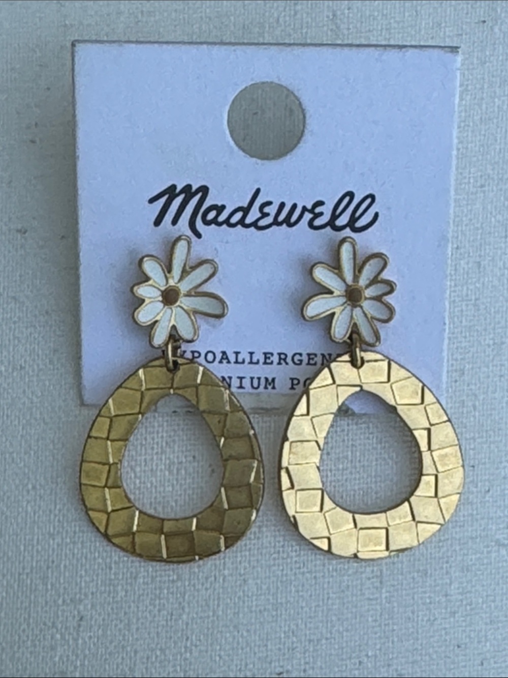 Madewell enamel daisy checkerboard drop pierced earrings - NWT